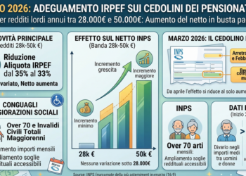 Pensioni INPS, a marzo 2026 effetti del nuovo Irpef per i redditi fino a 50mila euro