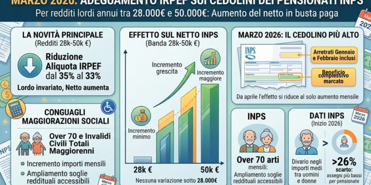 Pensioni INPS, a marzo 2026 effetti del nuovo Irpef per i redditi fino a 50mila euro