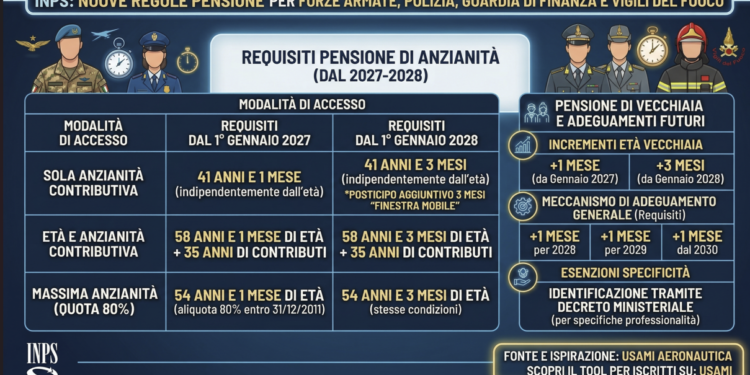 Pensioni Comparto Difesa e Sicurezza: Cosa Cambia dal 2027