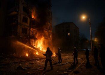 Attacco notturno su Kyiv: missili e incendi