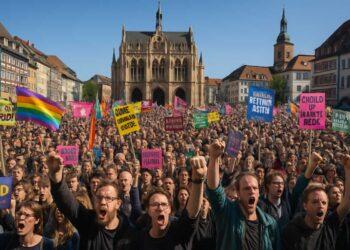 Proteste di massa a Erfurt contro il congresso AfD