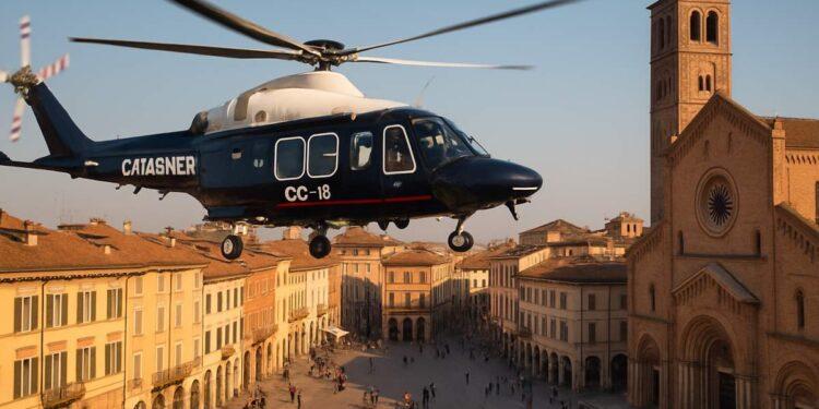 Carabinieri a Crema, elicottero in azione per controlli di sicurezza