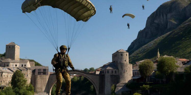 Folgore, aviolancio su Mostar: esercitazione EUFOR 2026
