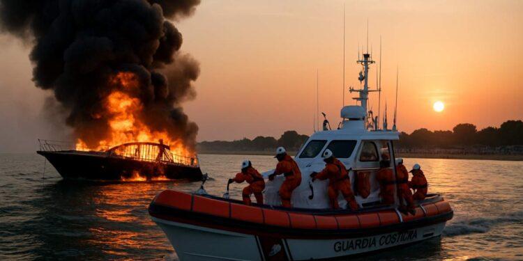 Jesolo, yacht in fiamme: evacuate 10 persone, affondamento al largo