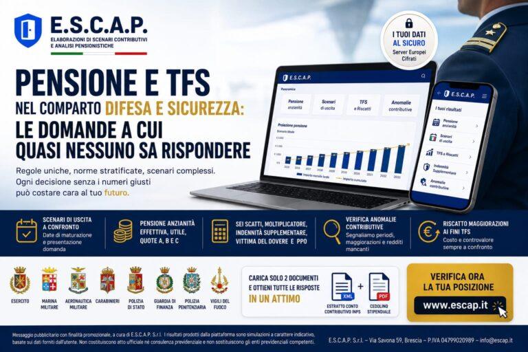 Pensione e TFS nel comparto Difesa e Sicurezza