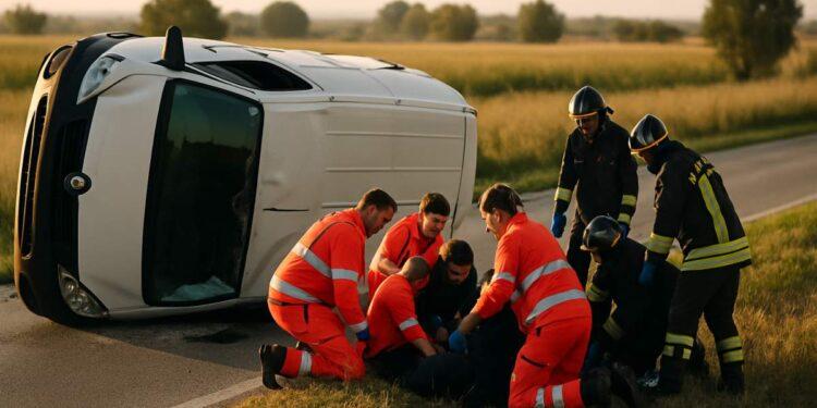 Tragedia nel Foggiano: furgone si ribalta, un morto e otto feriti