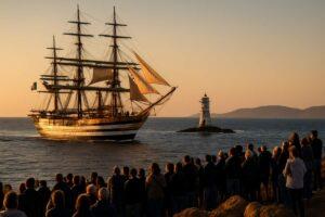 Amerigo Vespucci, passaggio spettacolare davanti al Sulcis