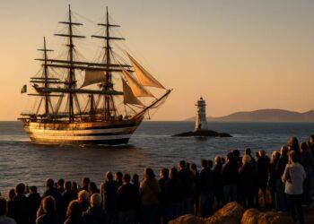 Amerigo Vespucci, passaggio spettacolare davanti al Sulcis