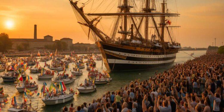 Amerigo Vespucci a Ravenna: visite sold out e saluto con 150 barche