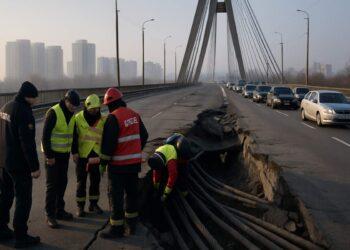 Kyiv, attacco russo danneggia il Ponte Nord: traffico bloccato