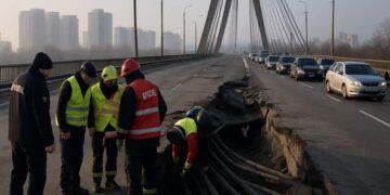 Kyiv, attacco russo danneggia il Ponte Nord: traffico bloccato