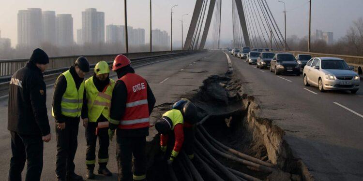 Kyiv, attacco russo danneggia il Ponte Nord: traffico bloccato